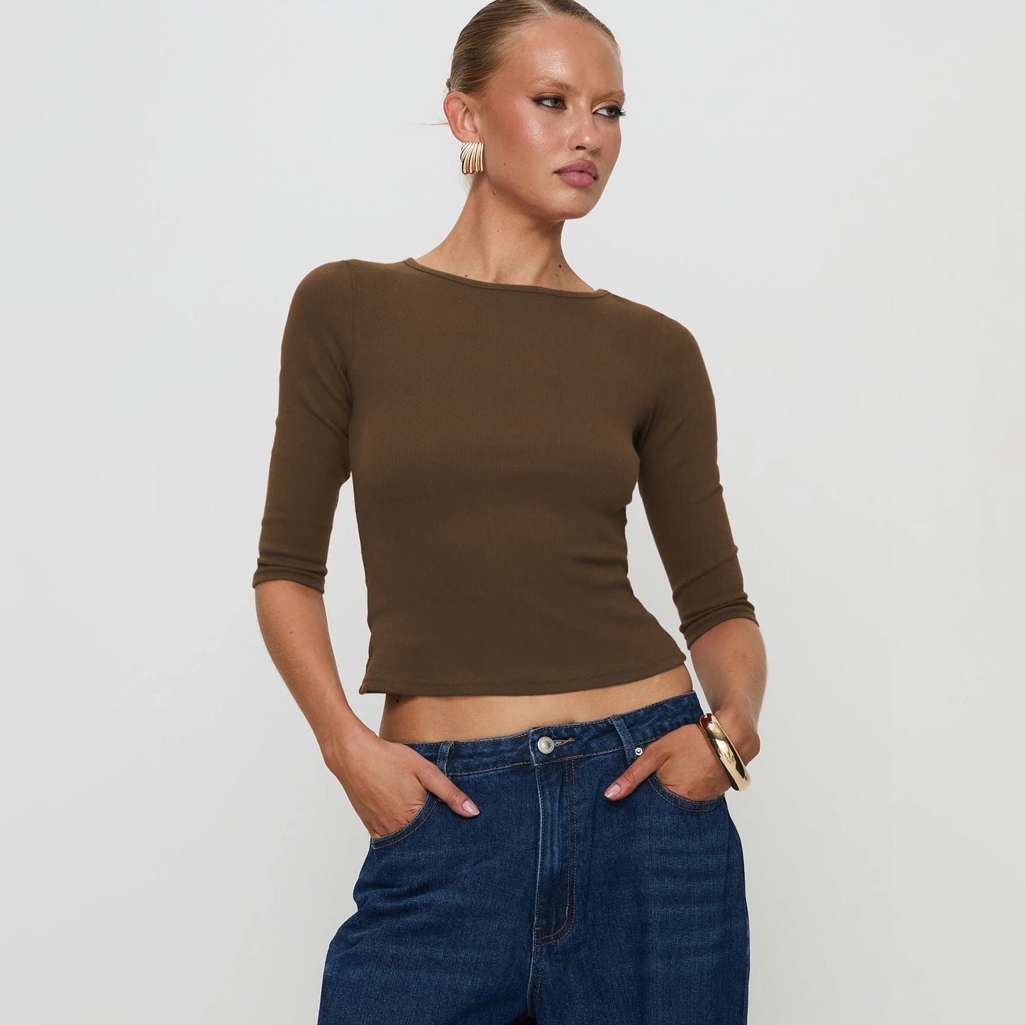 Crop top côtelé sculptant pour femme