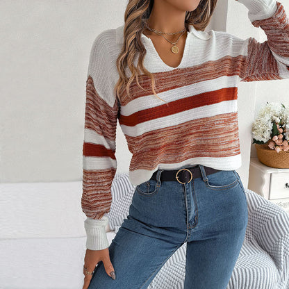 Pull d'hiver pour femmes, tricoté, rayé