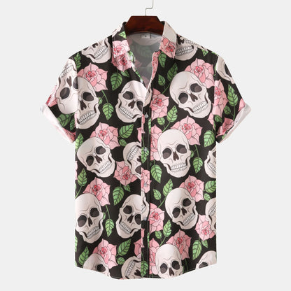 T-shirt homme crâne fleuri tendance été