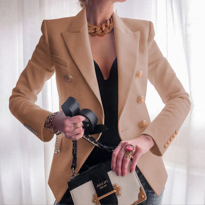 Blazer femme élégant boutons dorés look business