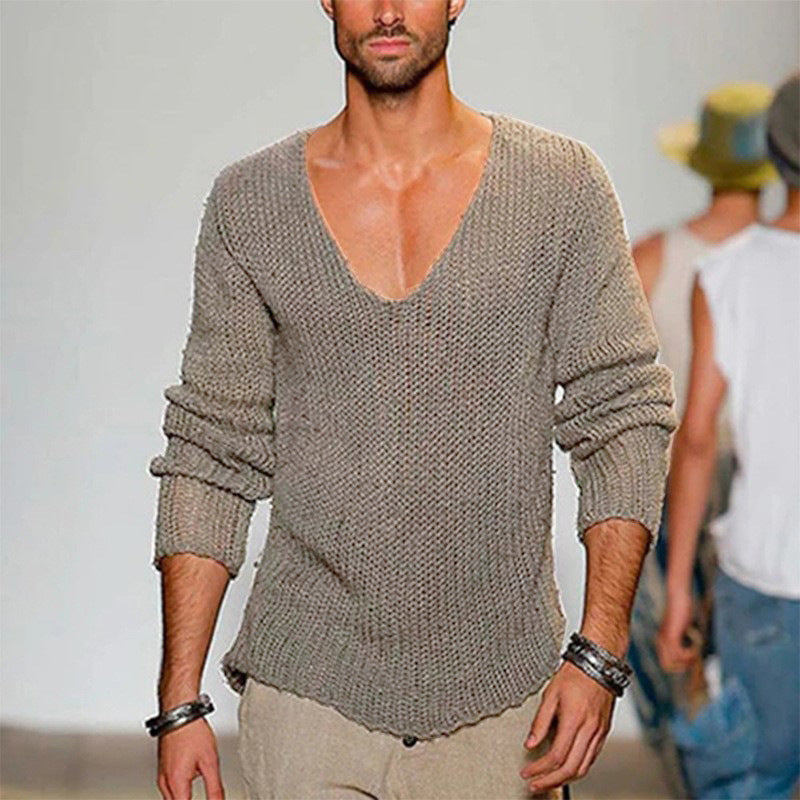 Pull-over homme décontracté col V confortable