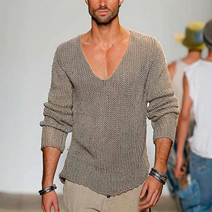 Pull-over homme décontracté col V confortable
