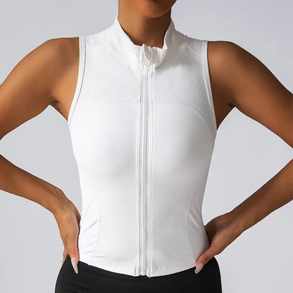 Haut de fitness élégant pour femme avec fermeture éclair
