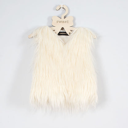 Gilet en fausse fourrure pour femmes Col haut Doux et élégant