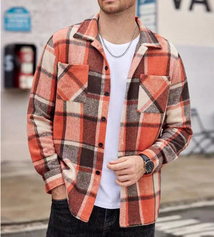 Chemise-veste à carreaux décontractée pour homme