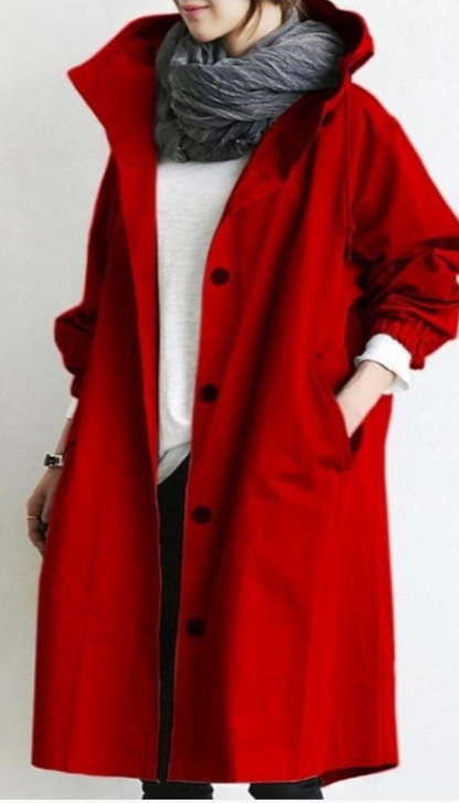 Manteau trench-coat oversize à capuche élégant pour femme
