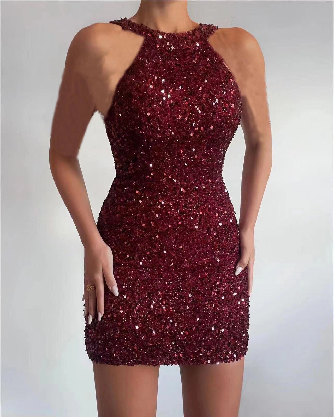 Robe à Paillettes Glamour Femme Élégante Moulante