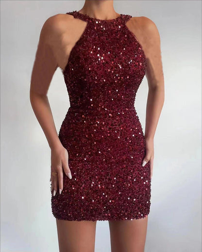 Robe à Paillettes Glamour Femme Élégante Moulante