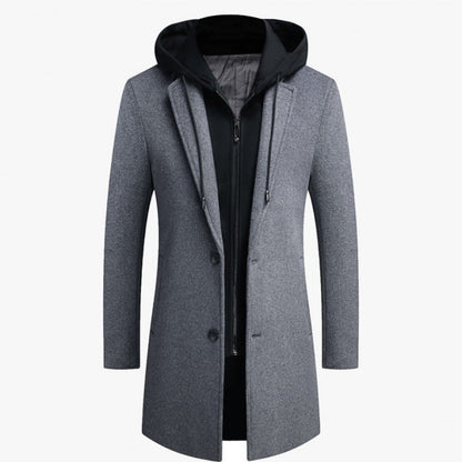 Damen Style Longjacke Abnehmbare Kapuze Trendy Innenfutter - IdealeKleiden