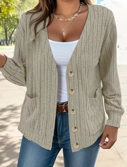 Gilet Classique Confortable Nervuré Boutonné