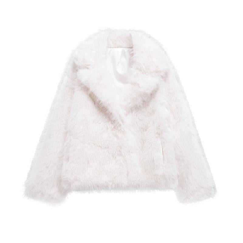 Blazer long en fausse fourrure élégant pour femmes