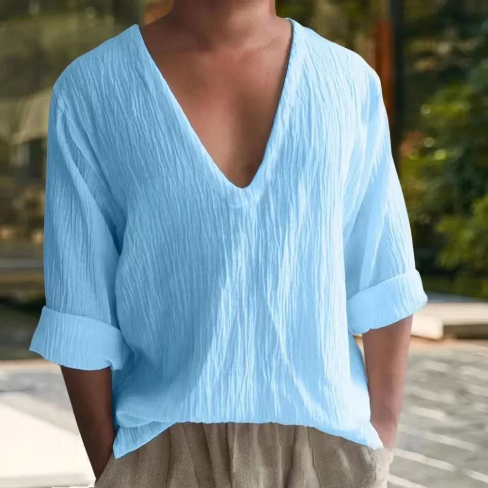 T-shirt homme col V moderne décontracté