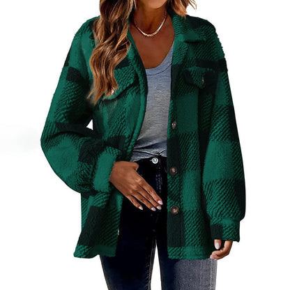 Manteau à carreaux élégant pour femme Hiver