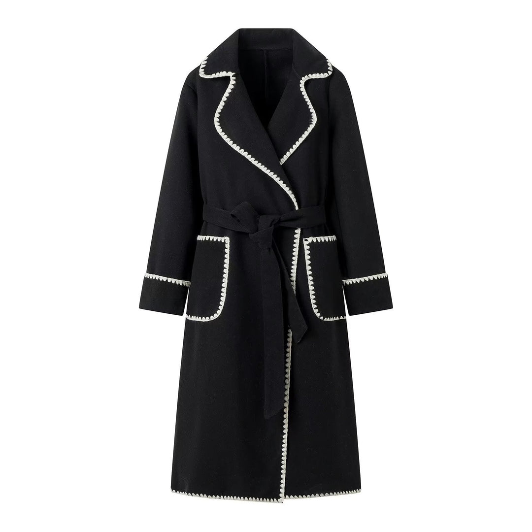 Veste de mi-saison femme Élégante Ceinture Luxe Poches