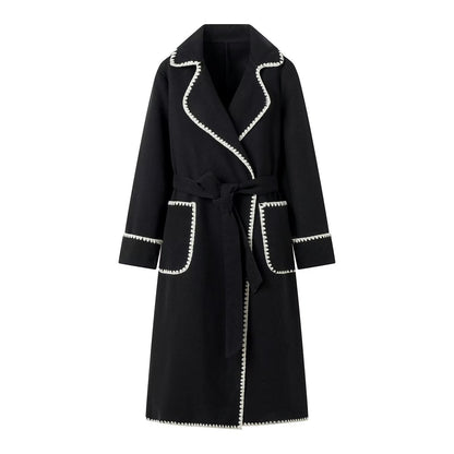 Veste de mi-saison femme Élégante Ceinture Luxe Poches