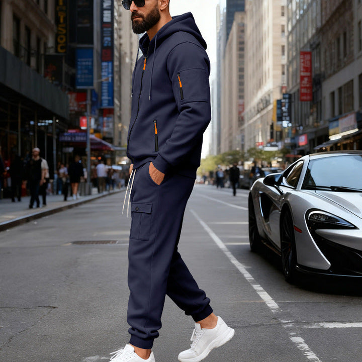 Survêtement de jogging pour homme, sportif, à capuche, avec poches