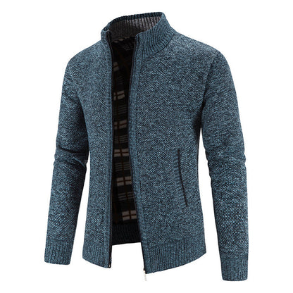 Cardigan homme col montant aspect piqué