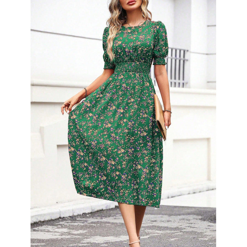 Robe d'été motif floral taille empire pour femme