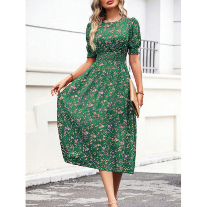 Robe d'été motif floral taille empire pour femme