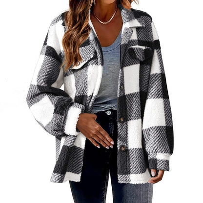 Manteau à carreaux élégant pour femme Hiver