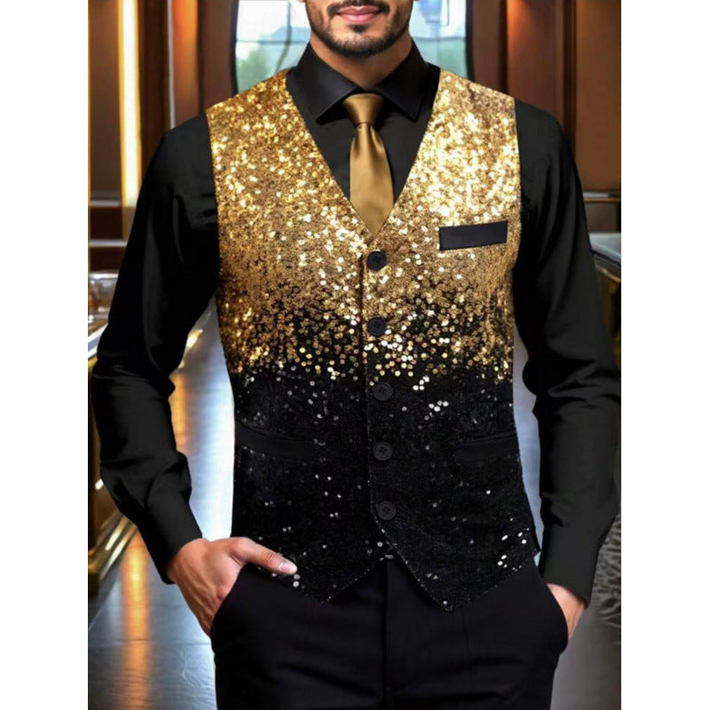 Gilet pailleté homme scintillant festif