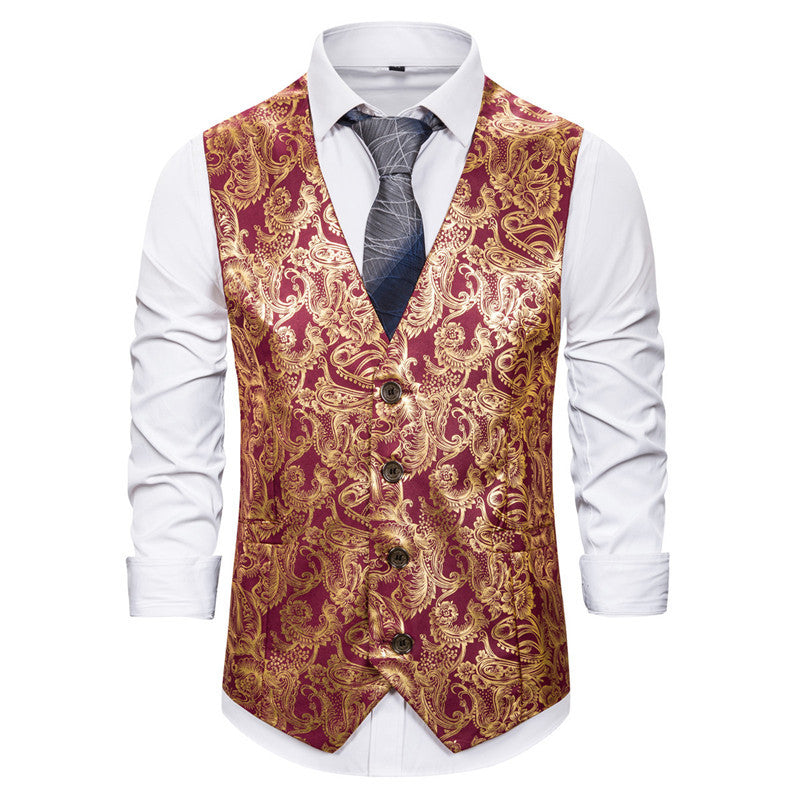 Gilet Homme Élégant Brocart Design Luxe