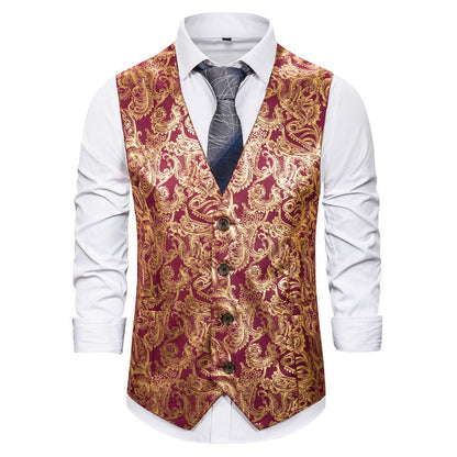 Gilet Homme Élégant Brocart Design Luxe