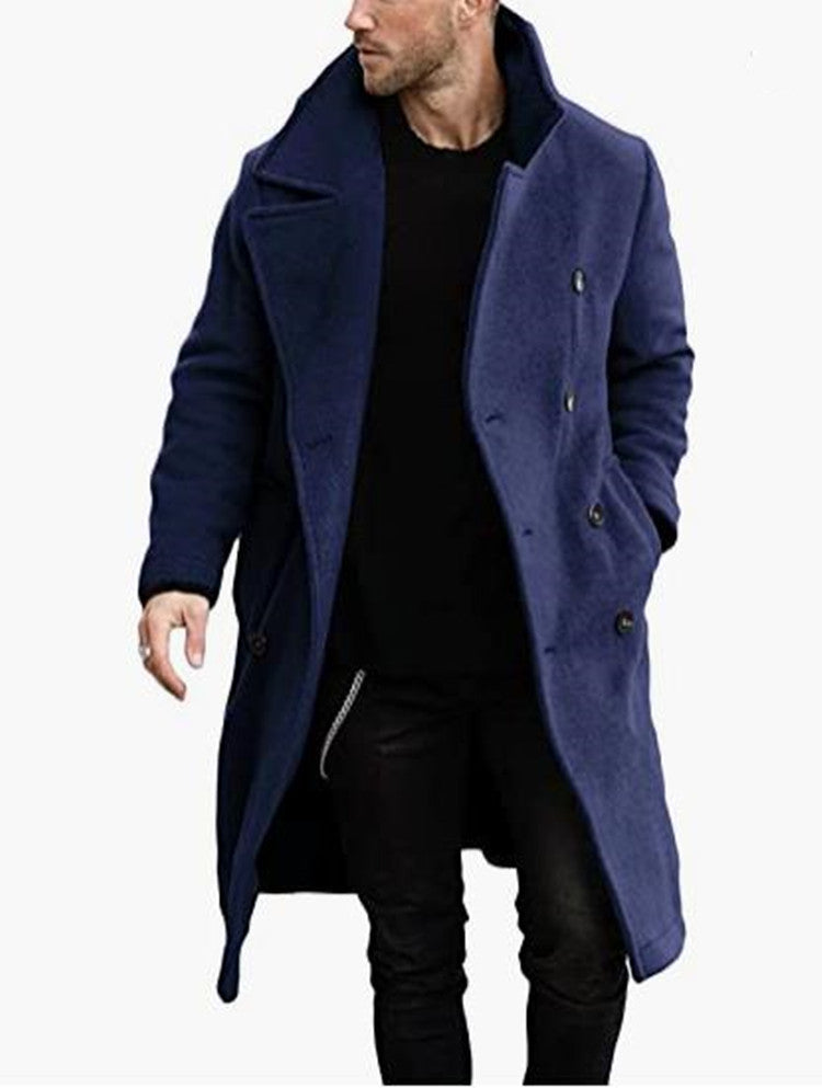 Manteau en laine pour homme style col double moderne