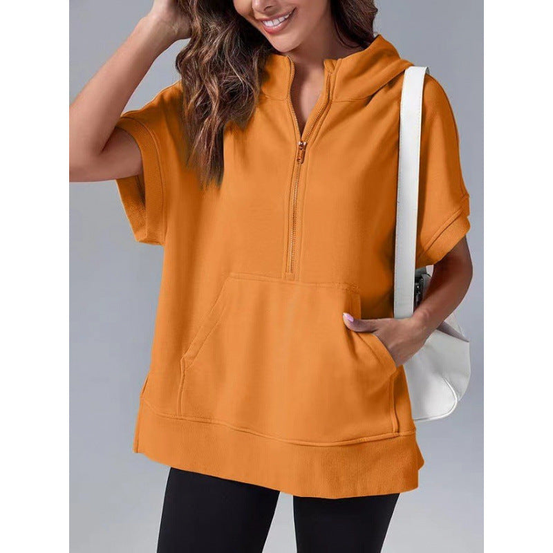 Sweat-shirt à capuche décontracté pour femme avec poches et fermeture éclair