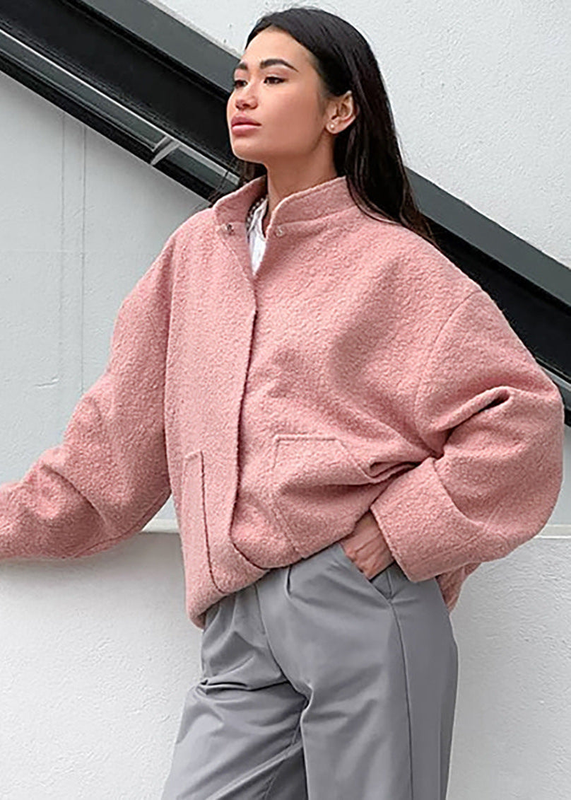 Übergröße Bouclé Winterjacke Damen - IdealeKleiden