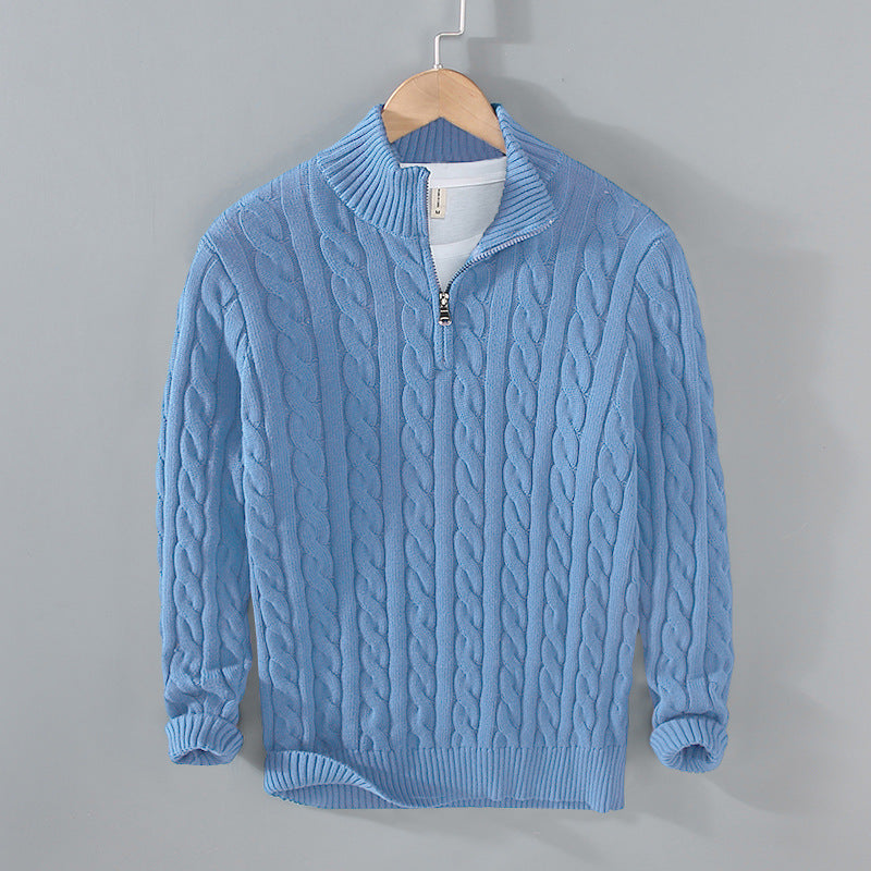 Pull homme coton demi-zip