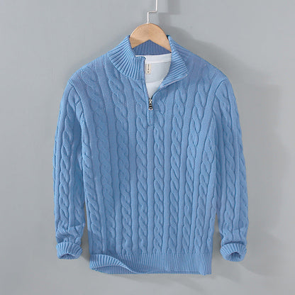 Pull homme coton demi-zip