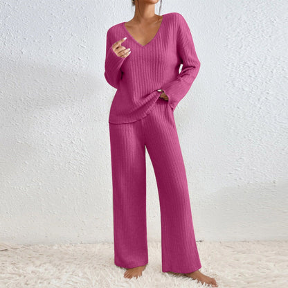 Ensemble de détente tricoté confortable pour femmes, design moderne