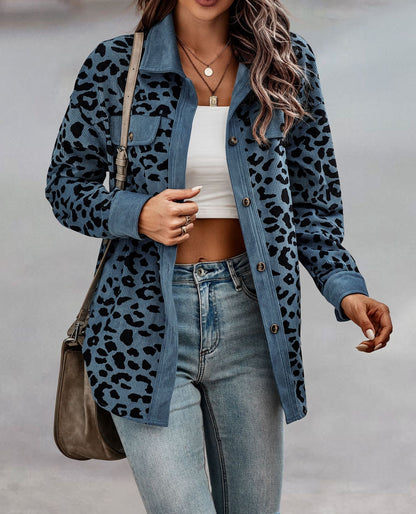 Veste chemise femme motif léopard style tendance