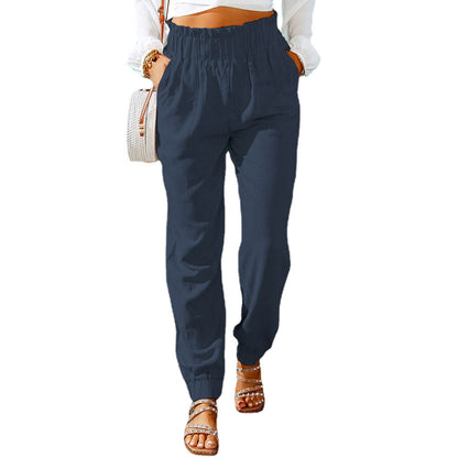 Pantalon d'été femme léger coton élastique