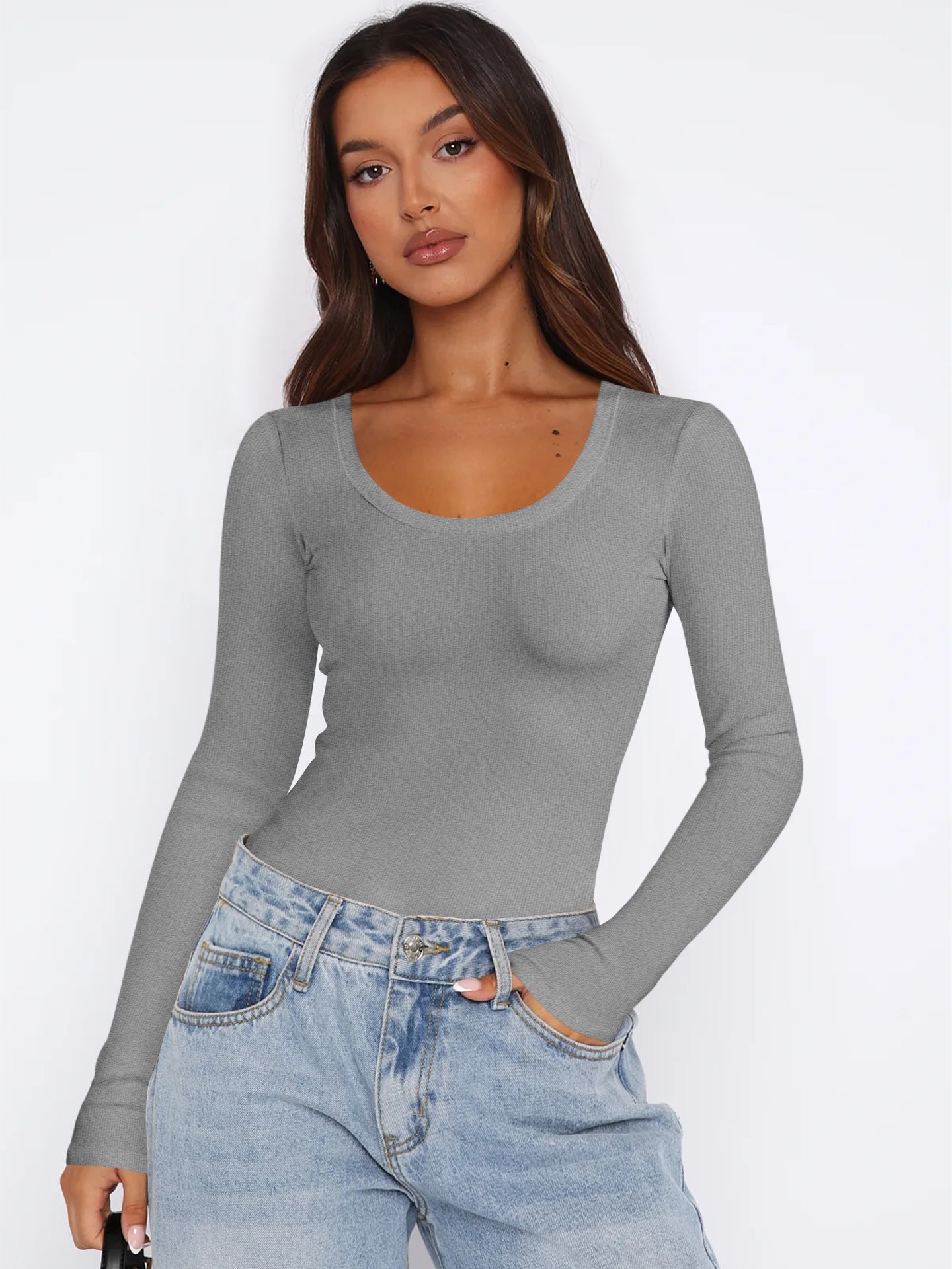 Haut à manches longues élégant pour femme, style moderne