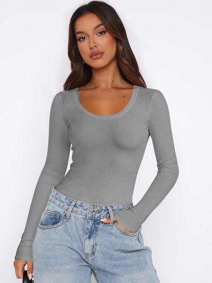 Haut à manches longues élégant pour femme, style moderne