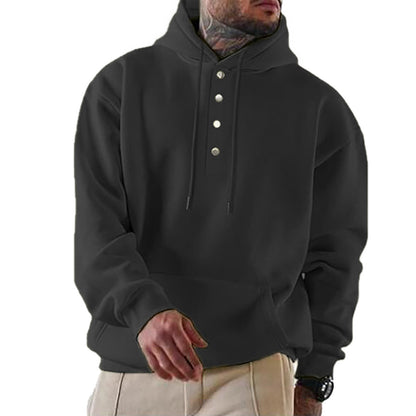 Sweat-shirt à capuche pour homme Tendance Boutonnage Pratique