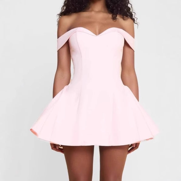 Robe courte pour femme, épaules dénudées, élégante robe de soirée