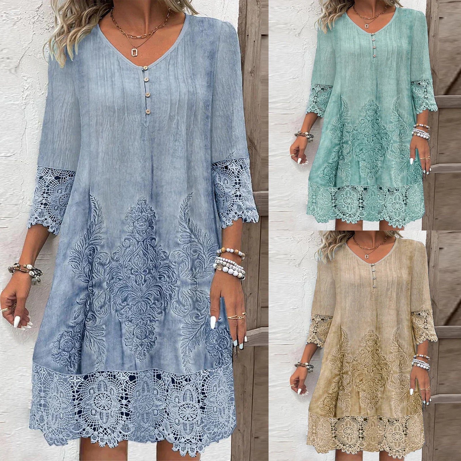 Sommerkleid Damen Leicht Spitze Elegant - IdealeKleiden