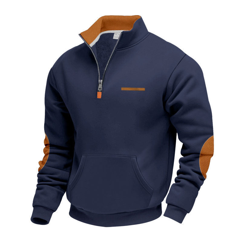 Pull à capuche pour homme moderne avec demi-zip coloré
