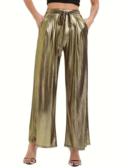 Pantalon plissé femme élégant brillant de haute qualité
