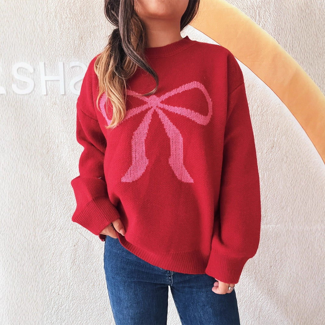 Pull femme doux motif nœud