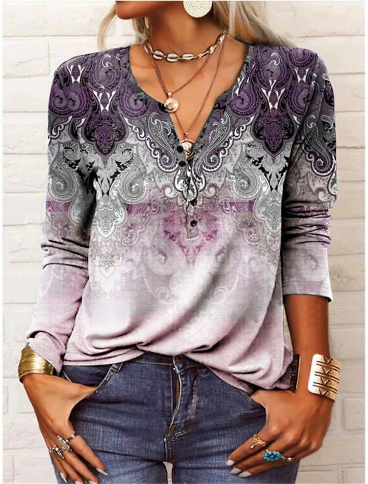 Chemise décontractée femme Manches longues Motif tendance