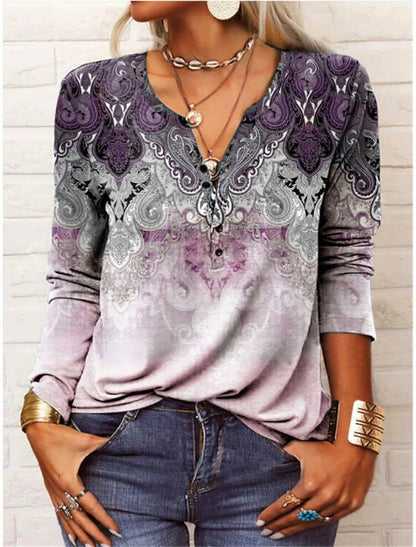 Chemise décontractée femme Manches longues Motif tendance