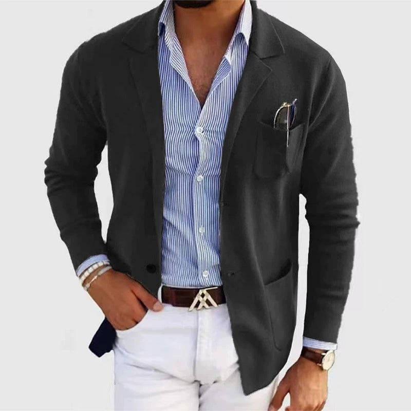 Blazer en maille élégant pour homme avec poches pratiques