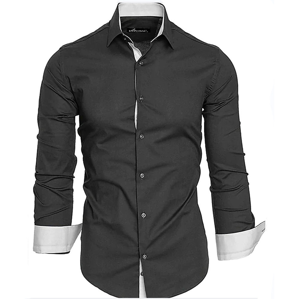 Chemise Habillée Homme Manches Longues Avec Poignets Contrastants