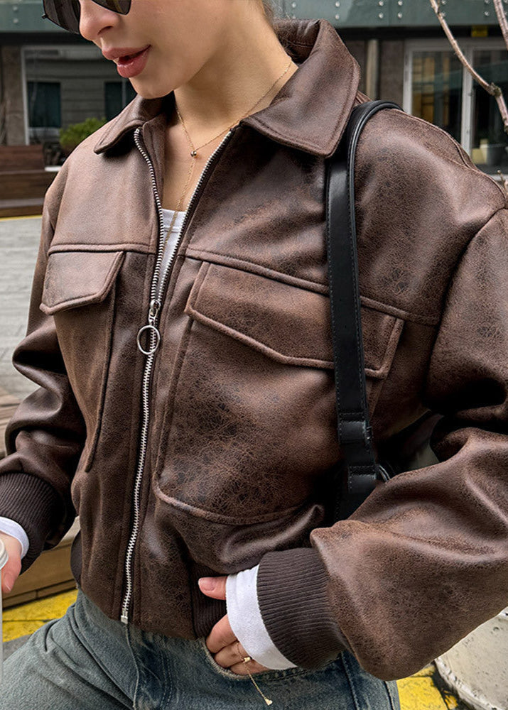 Blouson en cuir Ripstop style vintage tendance