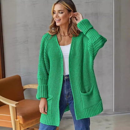 Damen Cardigan Strickweise Taschen Elegant - IdealeKleiden