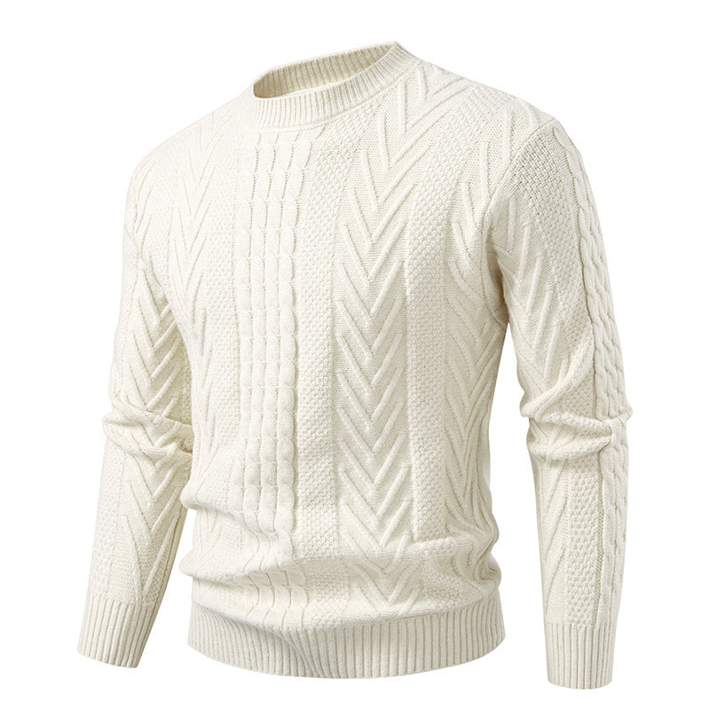 Pull en grosse maille torsadée à col rond pour homme